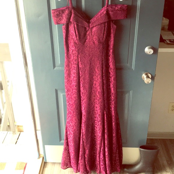wrap front lace dress Baby Pink Wrap Dress with Train #1151 main image 1